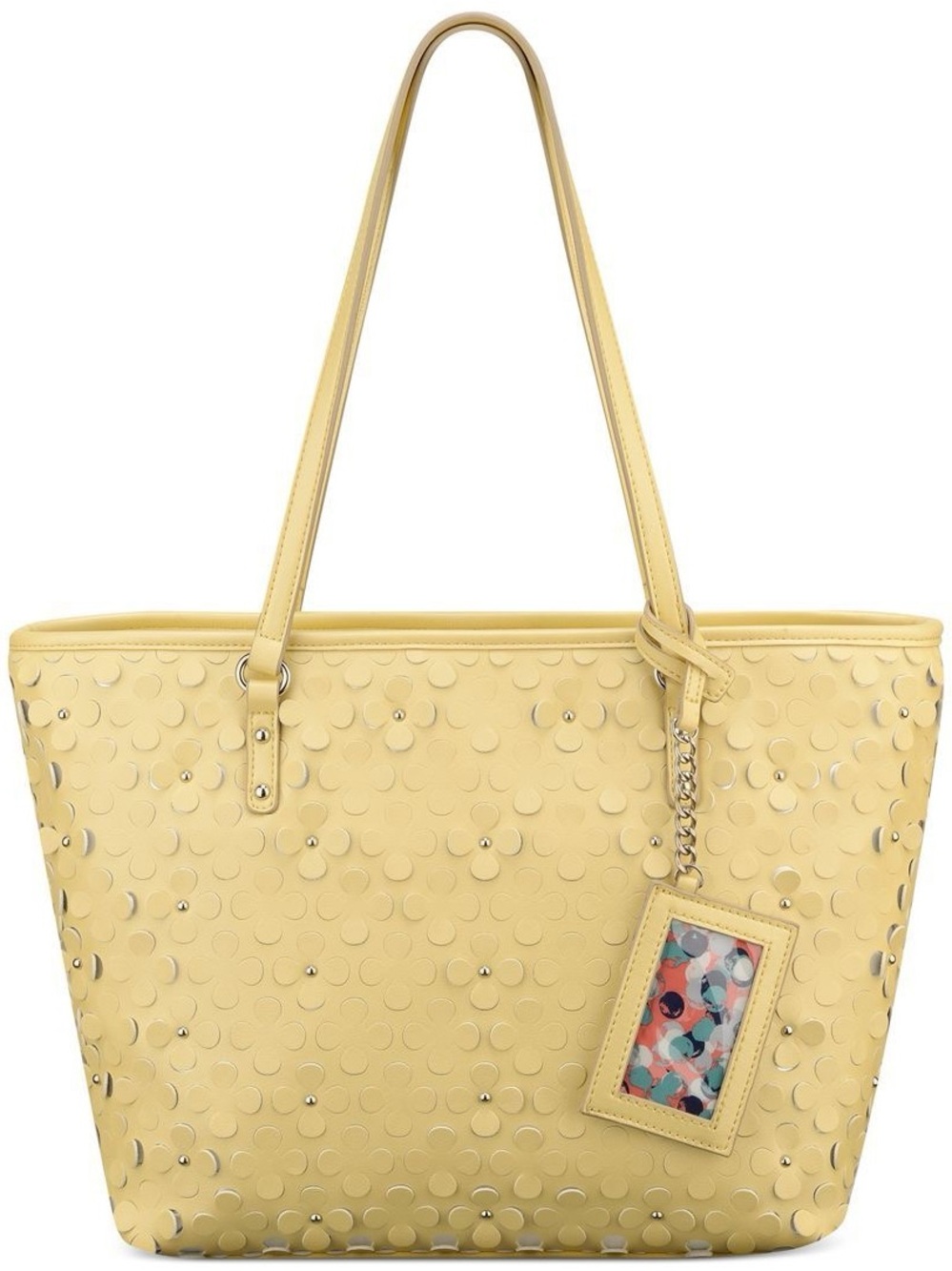 Nine West Butter Yellow Floral Appliqué Tote